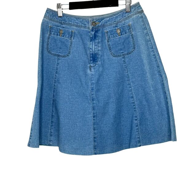 Vintage Dresses & Skirts - Vintage Liz Claiborne linen/cotton denim‎ look skirt